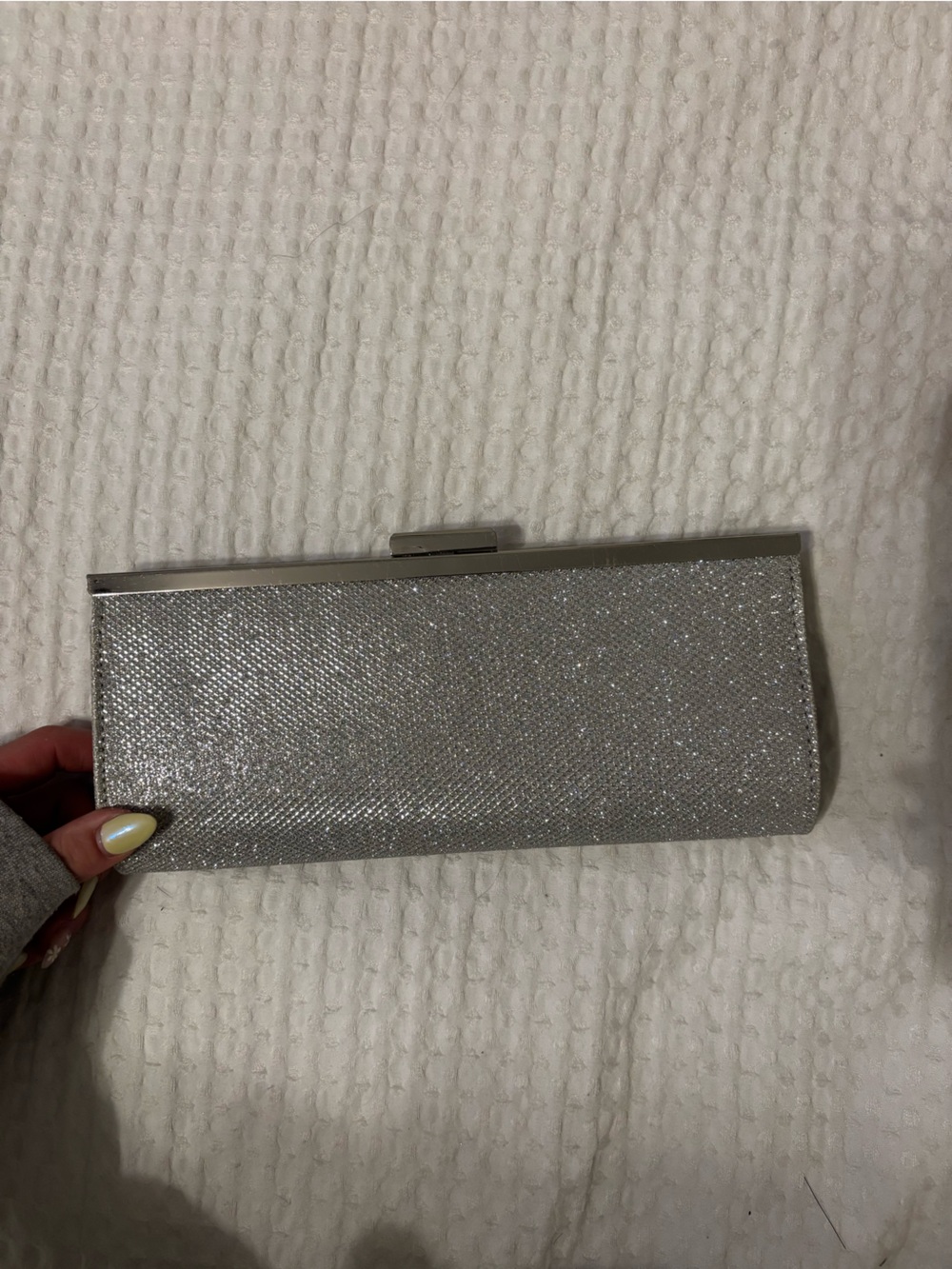 Silver Glitter Evening Clutch